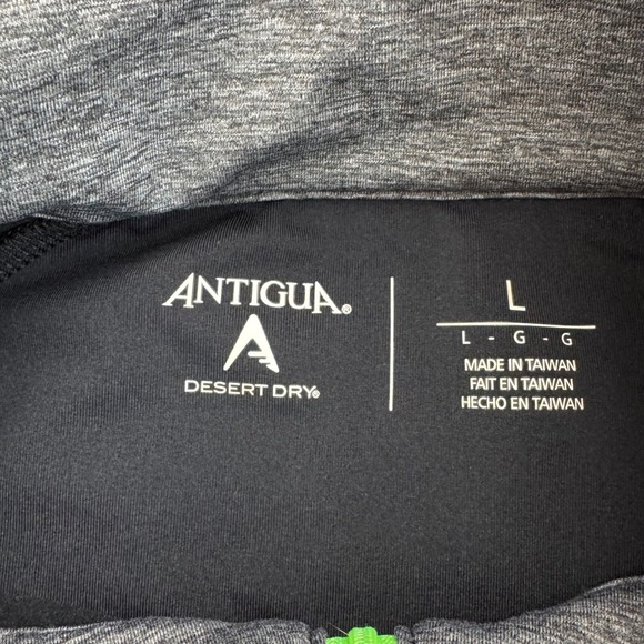 Antigua Golf‎ Pullover Desert Dry Men L Black Neon Green 1/4 Zip Shirt Athletic - Picture 4 of 10